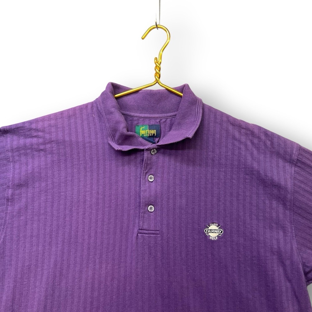 Vintage Purple Golf Polo Shirt Textured Knit Mens Large Fairway Sport